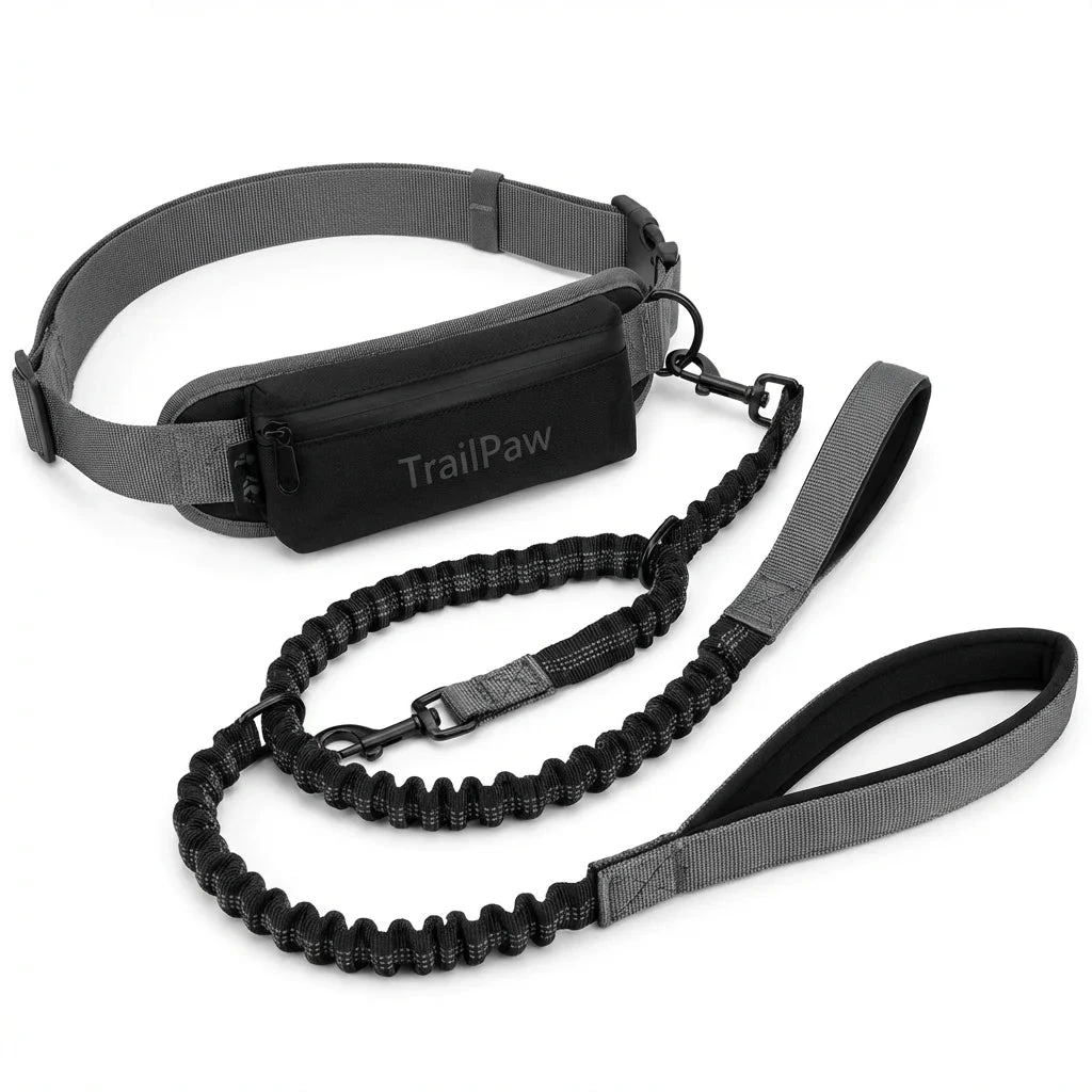 TrailPaw Hands-Free Dog Leash with Adjustable Waist Belt & Removable Pouch