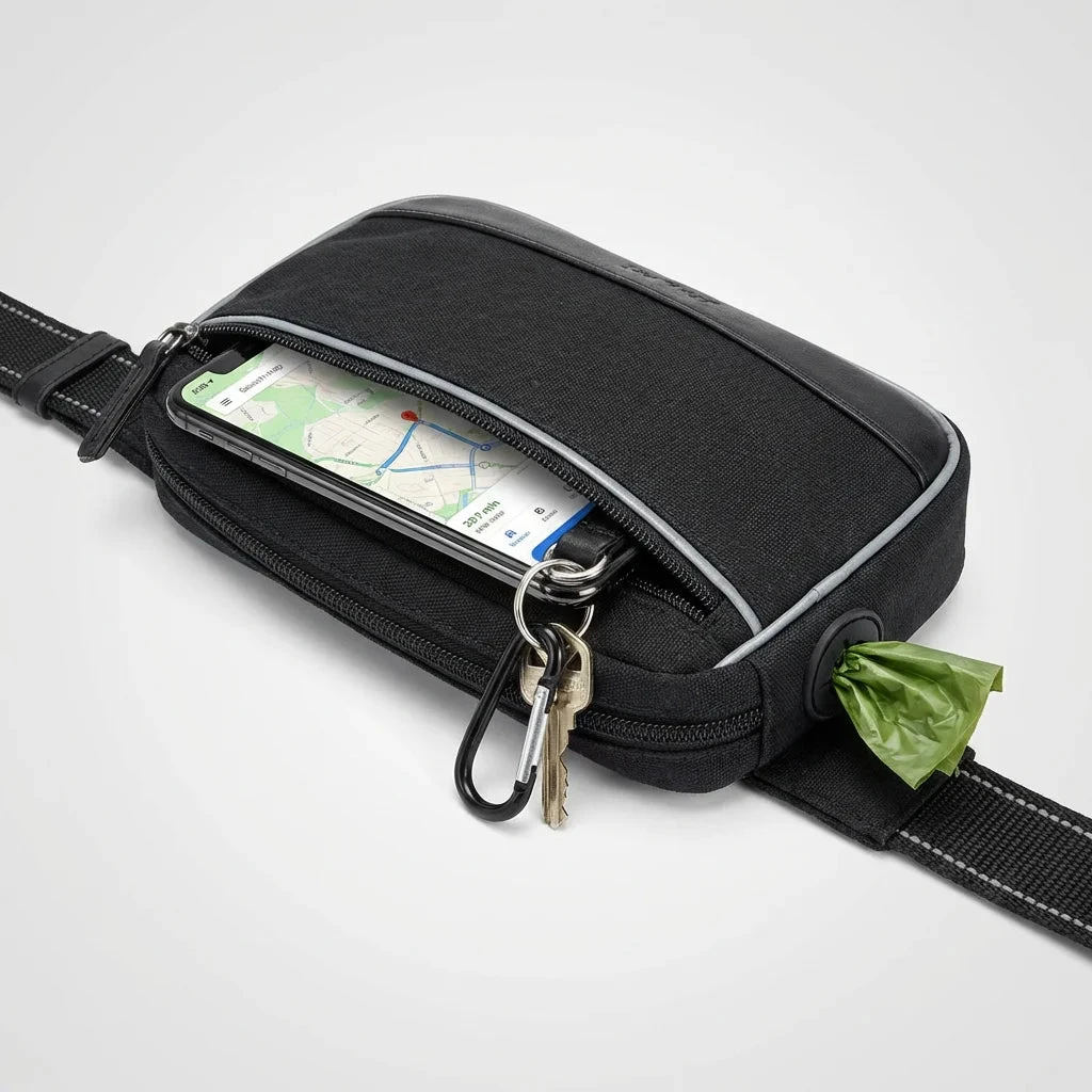 TrailPaw Hands-Free Dog Leash with Adjustable Waist Belt & Removable Pouch