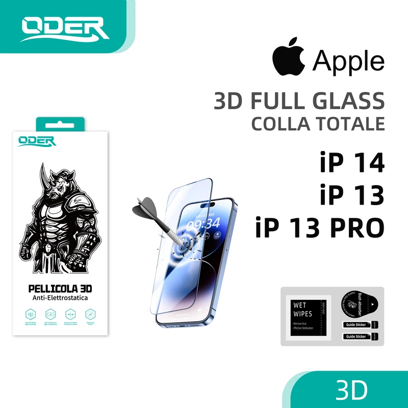 ODER VETRO TEMPERATO 3D IP 14 /13 /13 PRO 10PZ