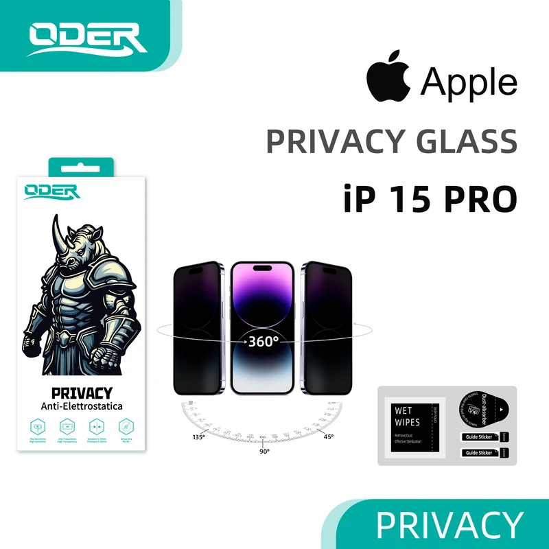 ODER VETRO TEMPERATO 3D PRIVACY IP 15 PRO