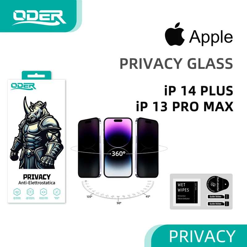 ODER VETRO TEMPERATO 3D PRIVACY IP 14 PLUS IP 13 PRO MAX