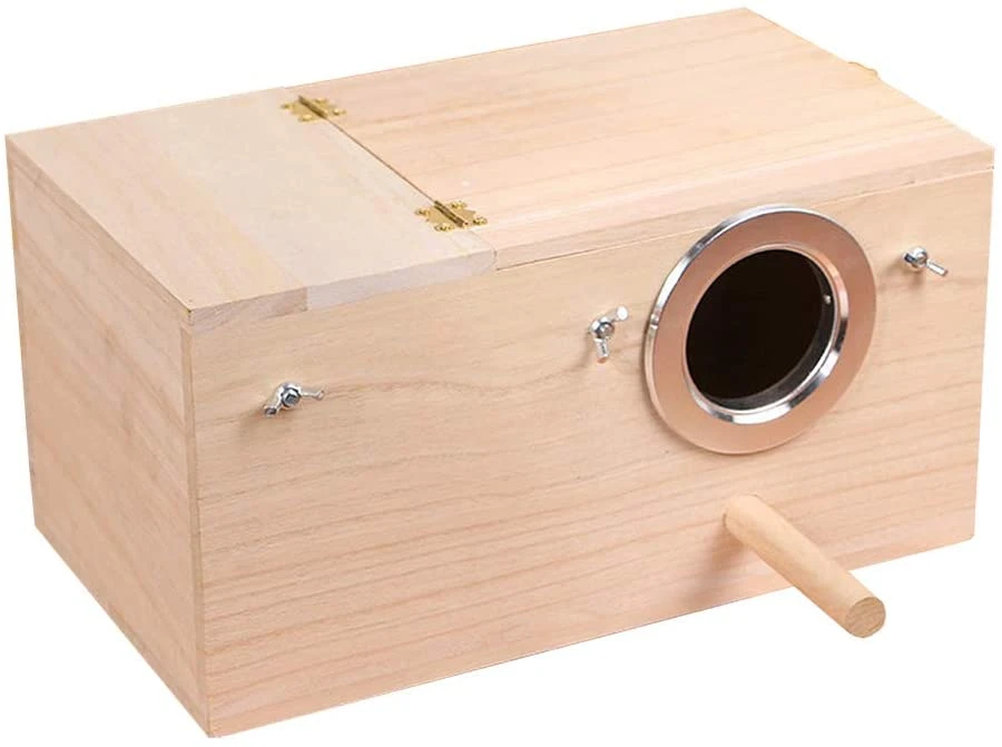 YJJKJ Pet Wood Parakeet Nest Box Bird House Breeding Nesting Bird Cage Box for Lovebirds Cockatiel Parrotlets  (Extra Large)