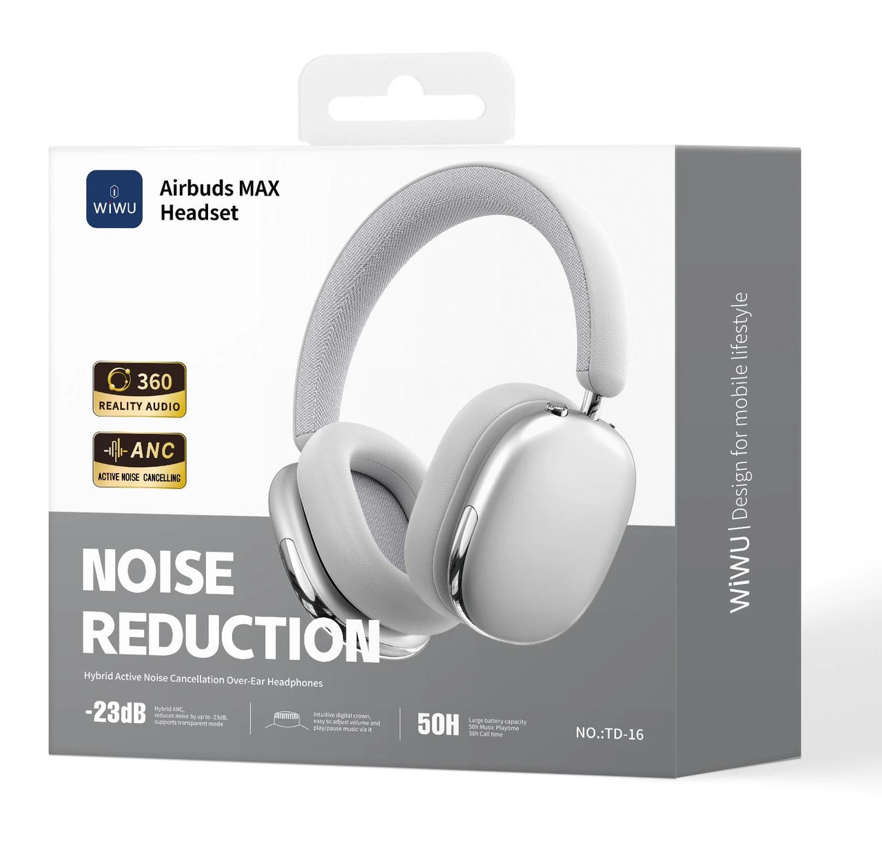 WiWU TD-16 ANC CUFFIE AIRBUDS MAX ARGENTO