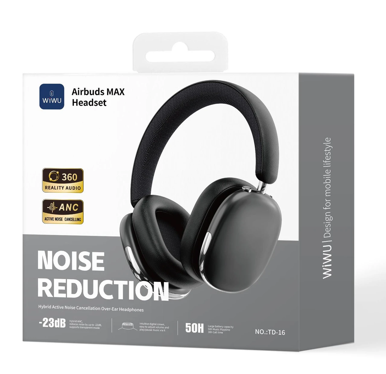 WIWU TD-16 ANC CUFFIE AIRBUDS MAX NERO