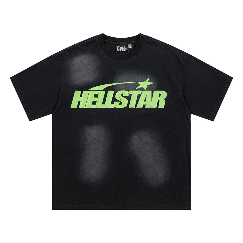 2026 Men's Casual 100% Cotton Knitted Short-Sleeved T-Shirt Vintage Hell Star 1.1 Printed Loose Hell Star Tee Shirts