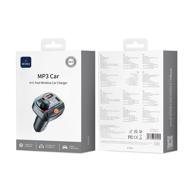 WIWU WI-QC031 MP3 WI-QC031 MP3 CAR CHARGER BLACK