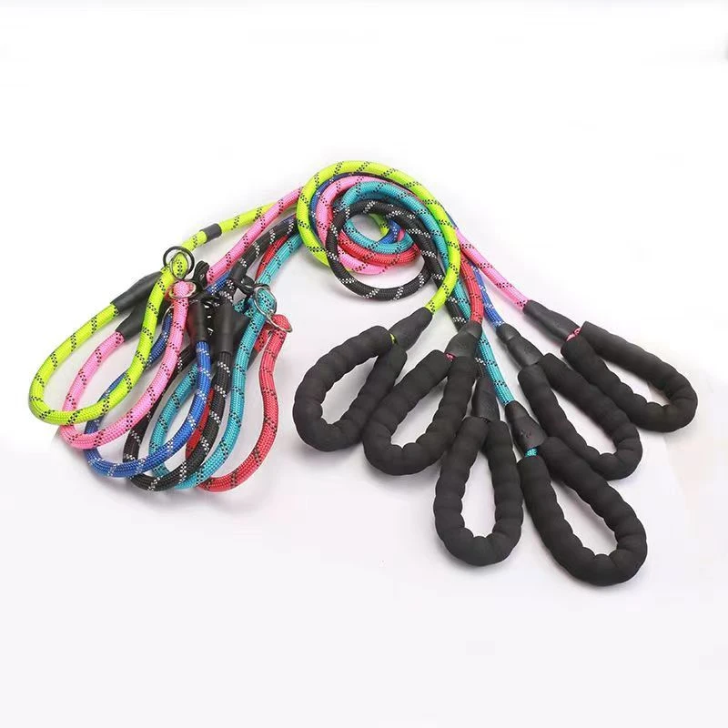 Heavy Duty Reflective Dog Rope Leash Comfort Padded Sponge Handle Anti-Tangle Pet Walking Lead for Daily Training Hiking