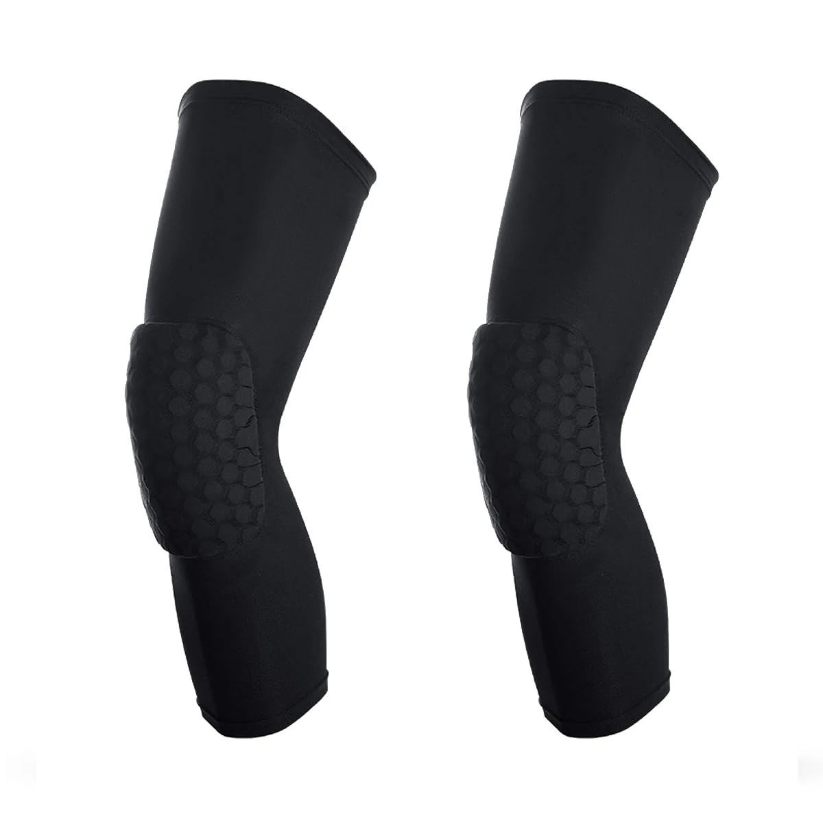 OMKHE Basketball Knee Pads, 2 Pack Honeycomb Anti Collision Leg Compression Sleeves, Sports Sleeves for Wrestling Football Volleyball Soccer Skating (Medium, Black)
