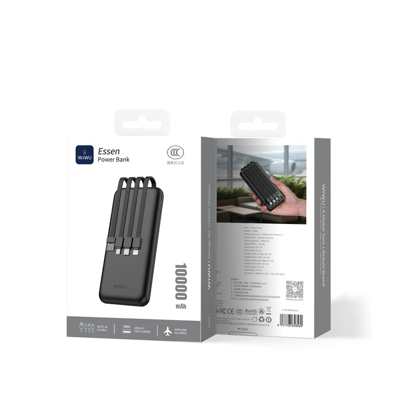 WIWU P-08B 10000MAH ESSEN POWER BANK 1A1C BLACK