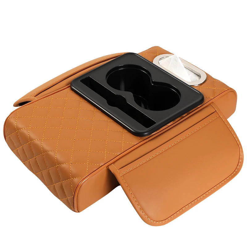 Universal Car Armrest Pad & Storage Box, Center Console Organizer with Tissue Box, Auto Interior Storage Accessories