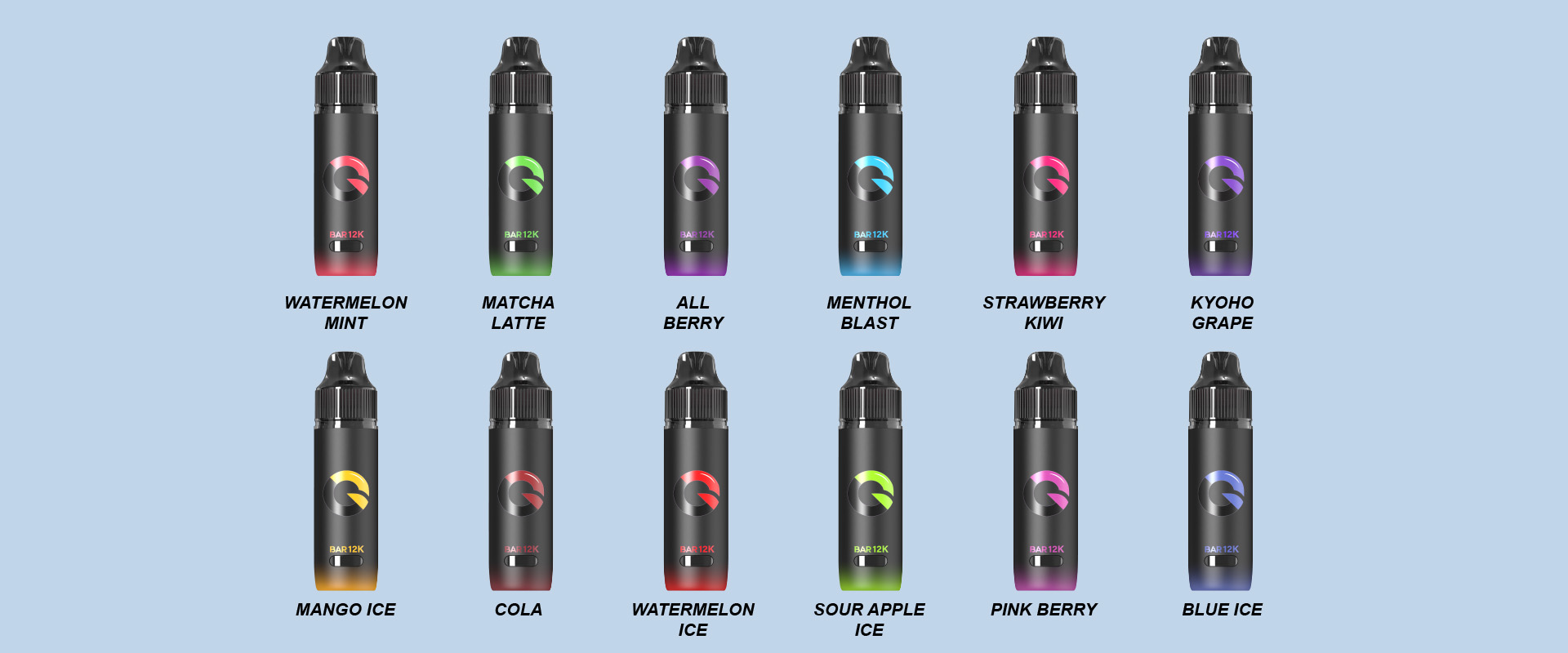 GAZZBAR BAR 12K Disposable Vape 12 Premium Fruit & Menthol Flavors Full Collection