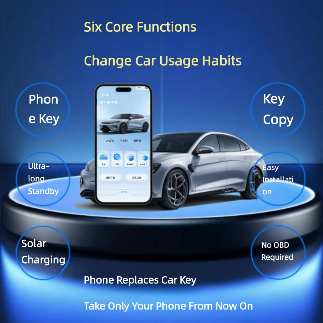 Solar-Powered Keyless Entry System with Bluetooth & NFC Car Remote Control