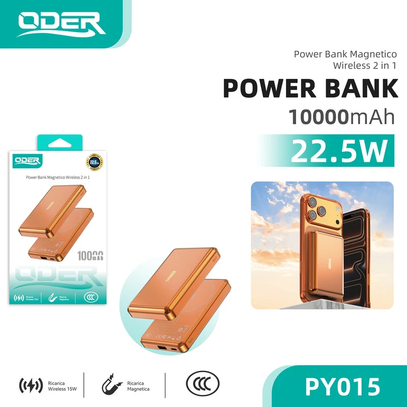 PY015 10000mAh Wireless Power bank Arancione