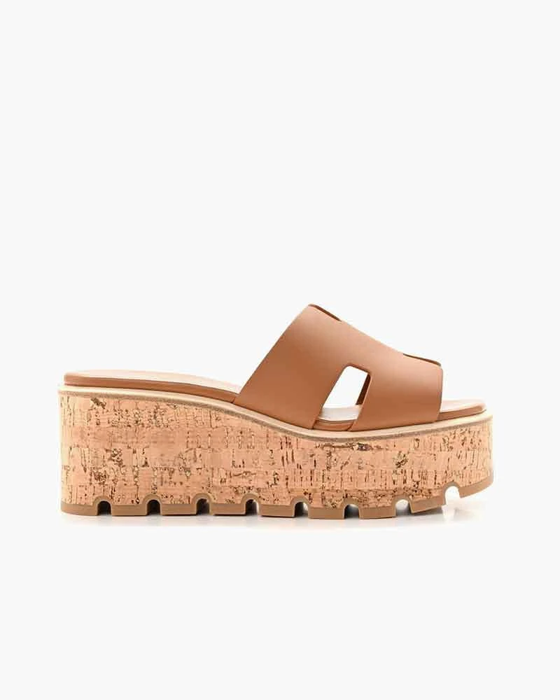 Women's Tropical Retreat Elegant Leather Platform Slides
