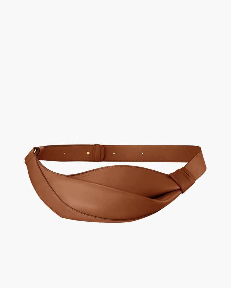 Nappa Leather Folded Crescent Crossbody Belt Bag