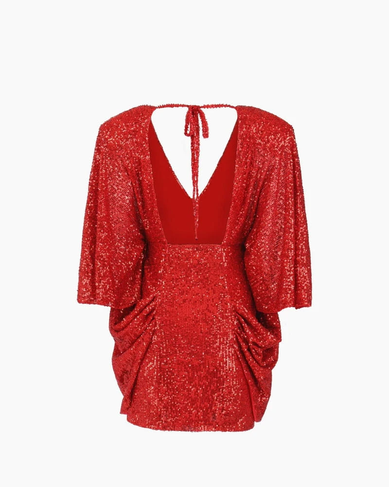 Glamorous Party Sequin Draped Mini Dress