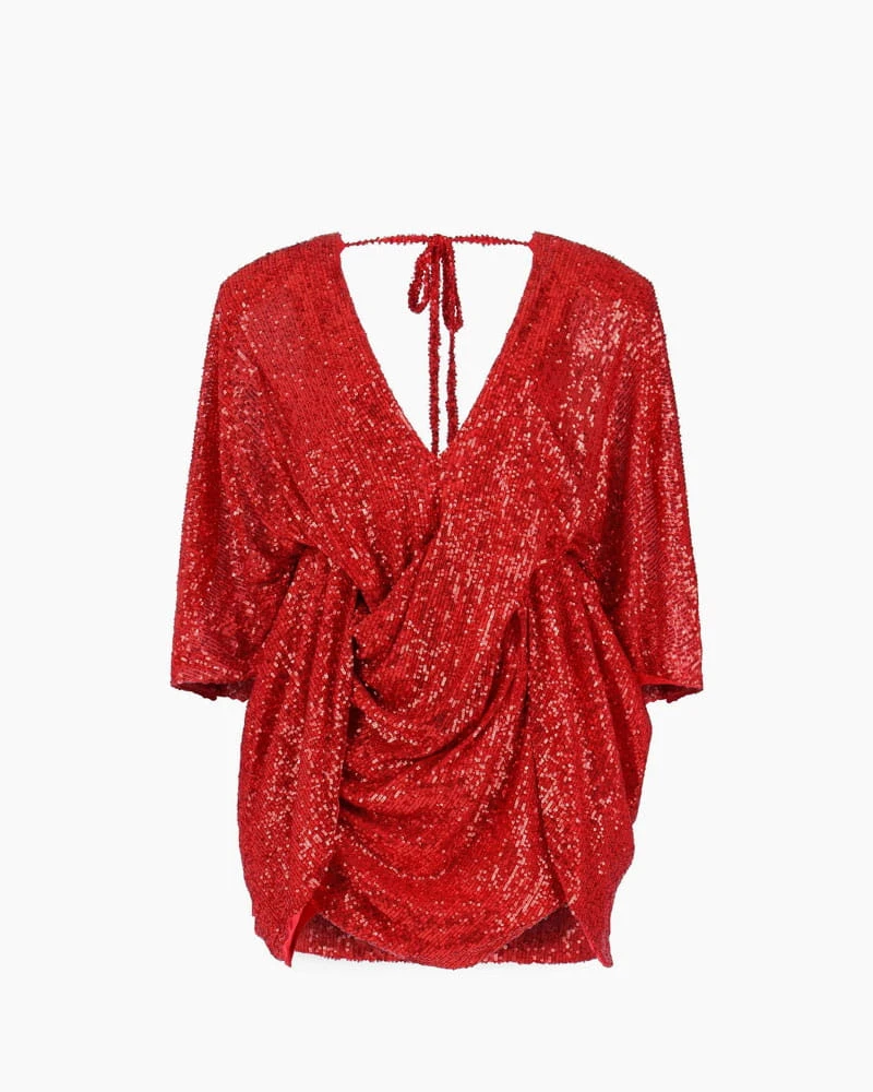 Glamorous Party Sequin Draped Mini Dress
