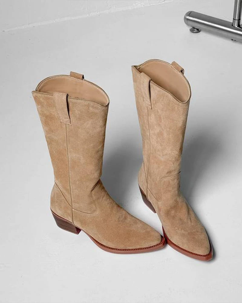 City Stroll Suede Knee High Western Boots