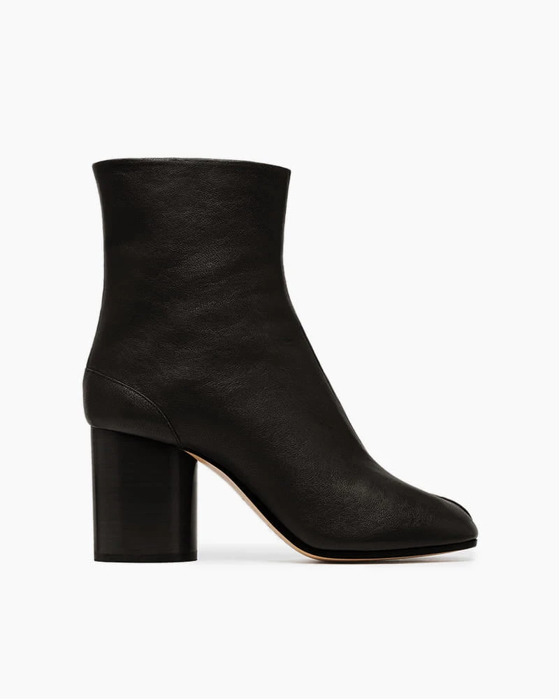 Evening City Split Toe Leather Ankle Boots