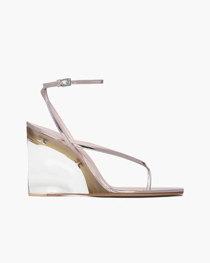 Transparent Plexi Heel Wedge Thong Sandals