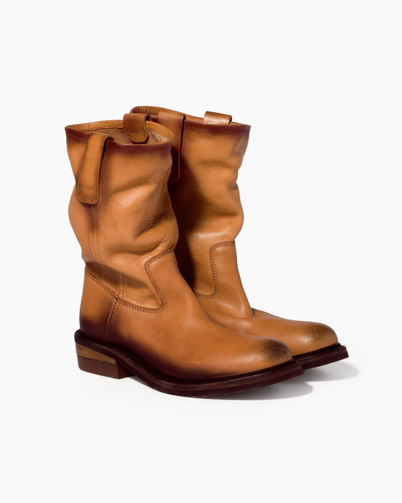 Urban Stroll Foule Leather Mid-Calf Booties