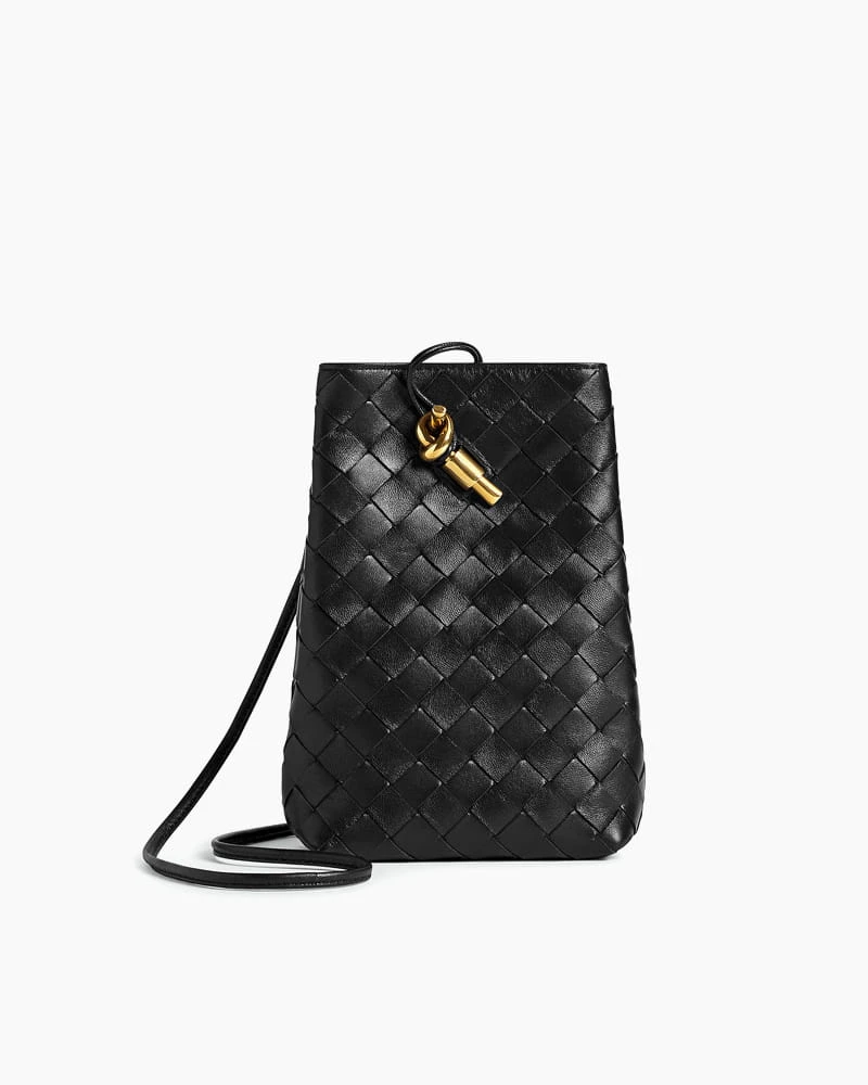 Urban Evening Woven Leather Crossbody Pouch