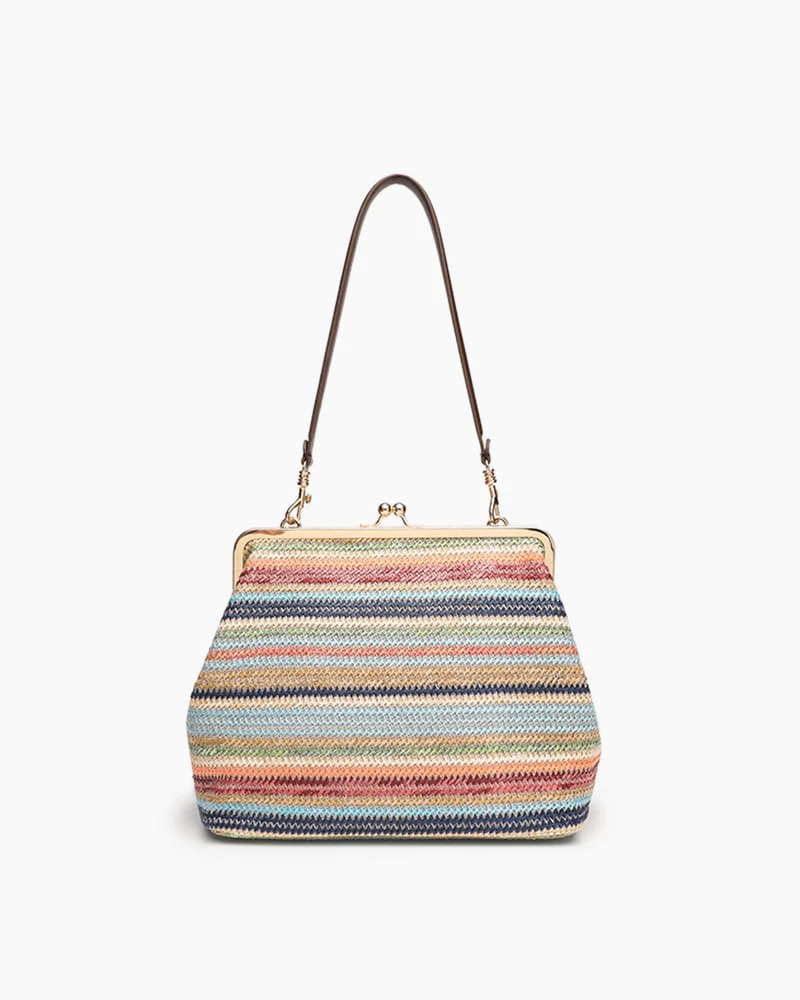 Colorful City Outing Woven Top Handle Bag