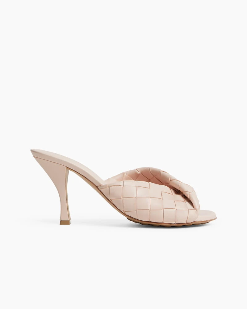 Elegant Evening Woven Leather Heel Mules