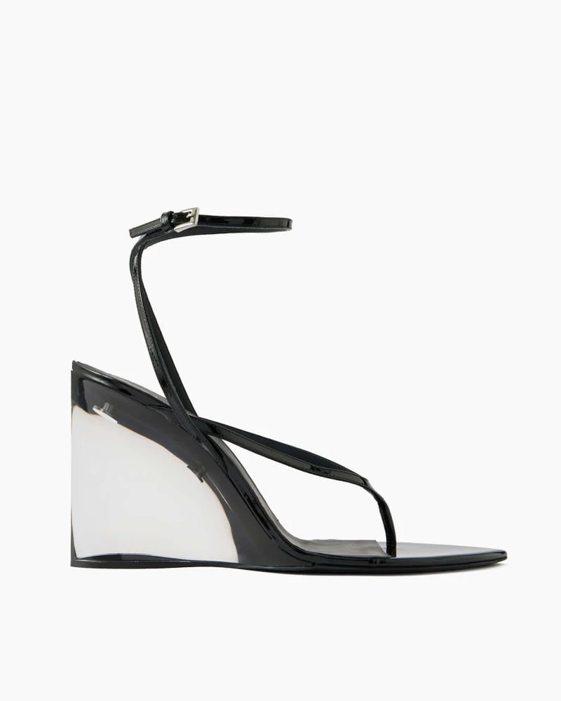 Evening Party Clear Heel Strappy Wedge Sandals
