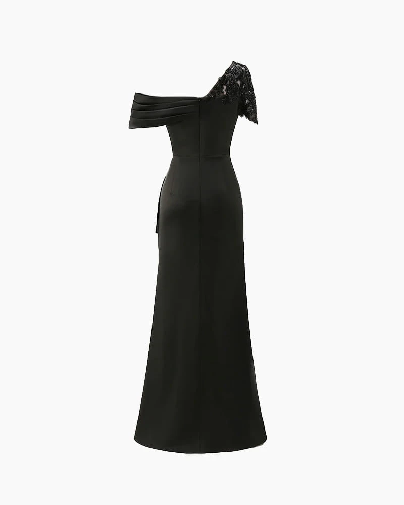 Elegant Evening Garden One Shoulder Embellished Gown