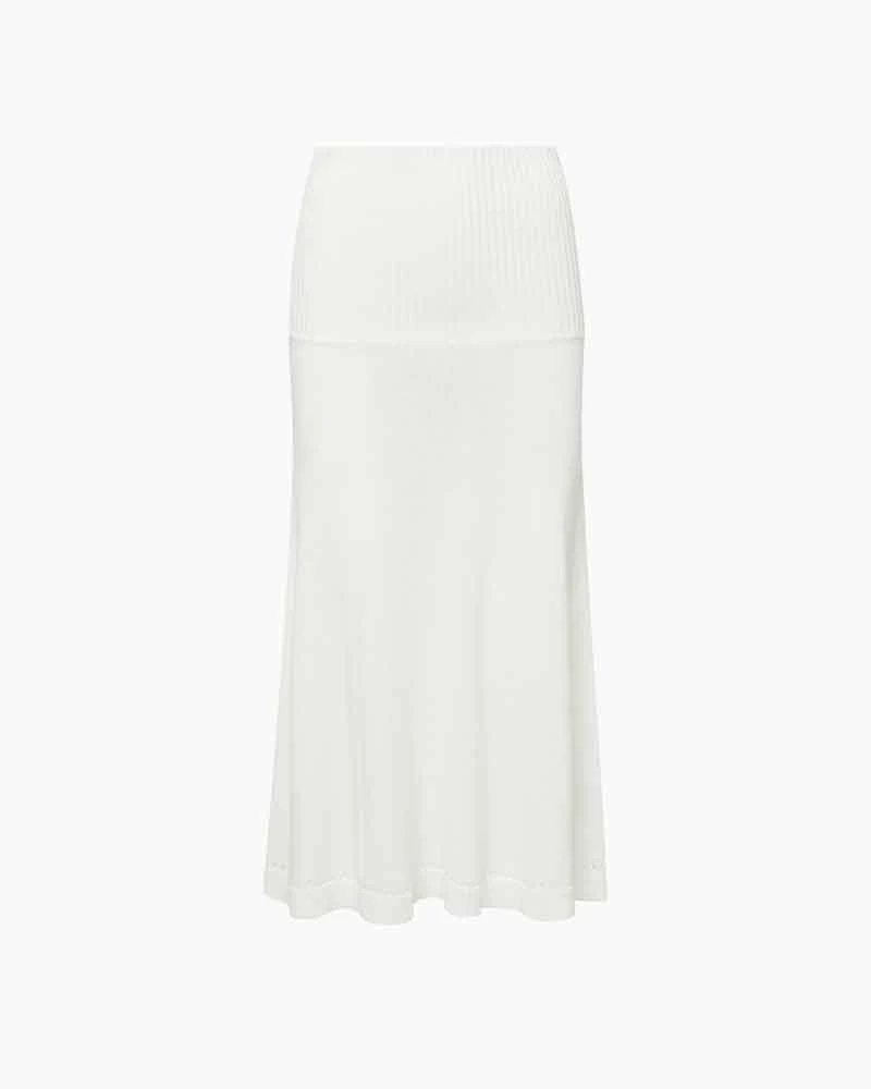 Women’s Off-White Pointelle Knit Fishtail Midi Skirt