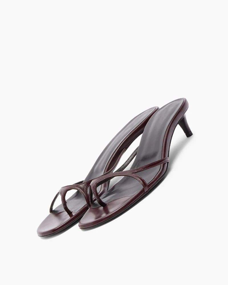 Women’s Burgundy Slim Strap Kitten Heel Sandals