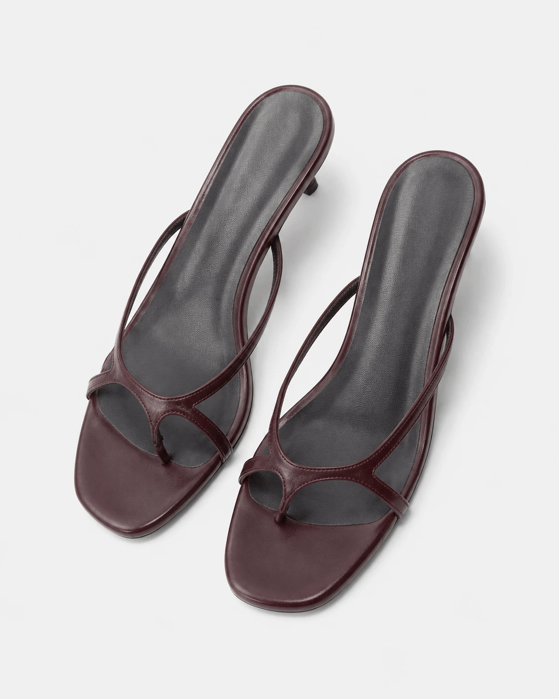 Women’s Burgundy Slim Strap Kitten Heel Sandals