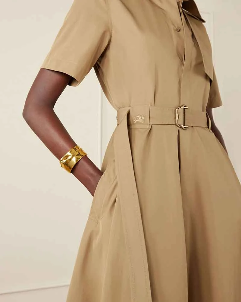 Chic Weekday Trench Style Belted Midi Dress