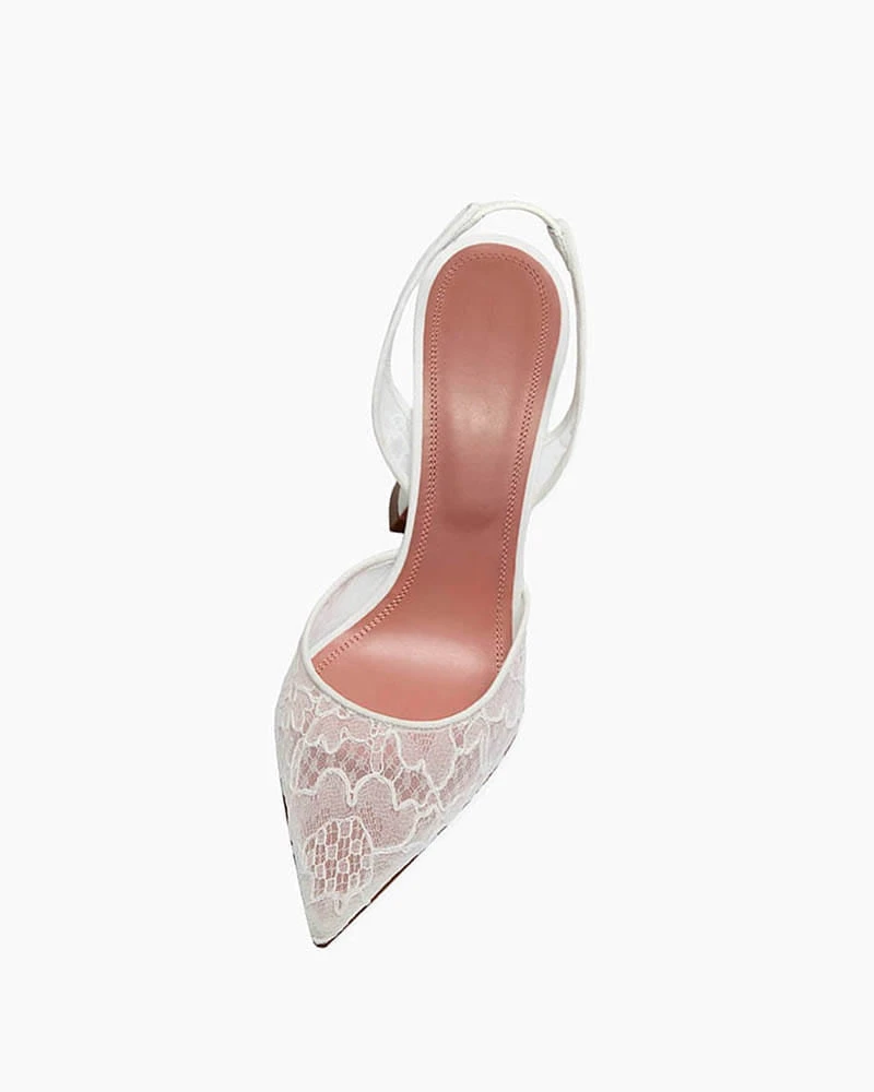 Elegant Evening Lace Slingback Party Pumps