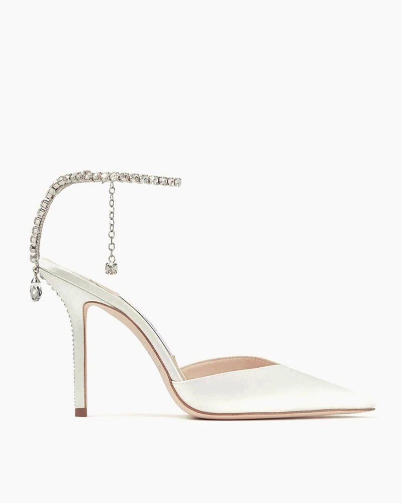 Glamorous Evening Crystal Strap Suede Pumps
