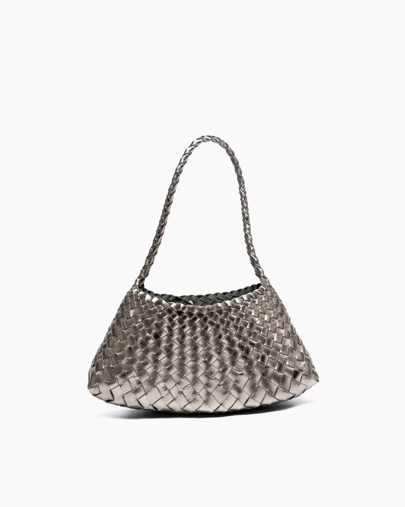 Silver Handwoven Metallic Shoulder Bag