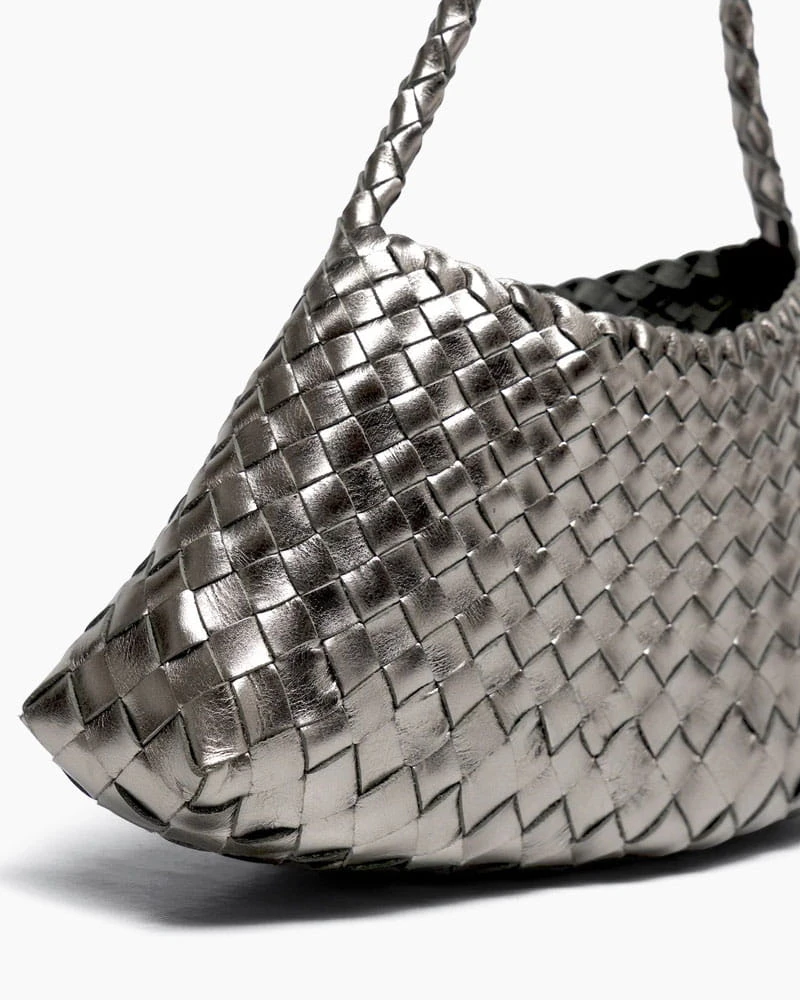 Silver Handwoven Metallic Shoulder Bag