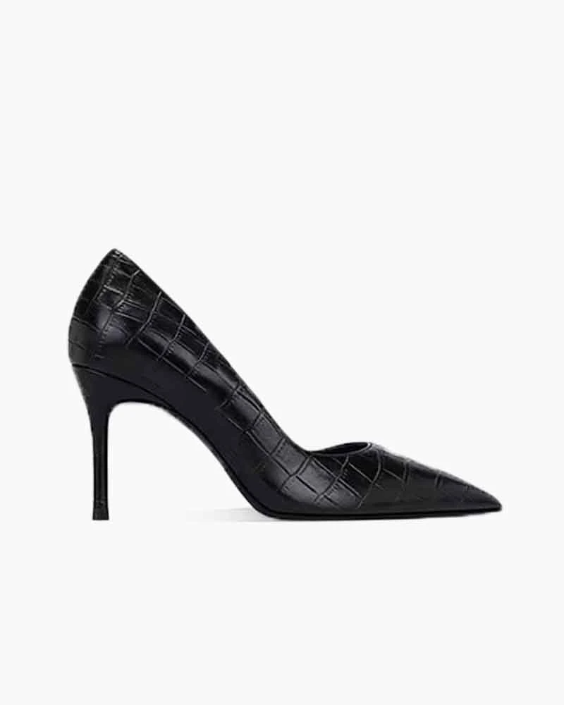 Croc-Embossed Pointed-Toe Stiletto Pumps
