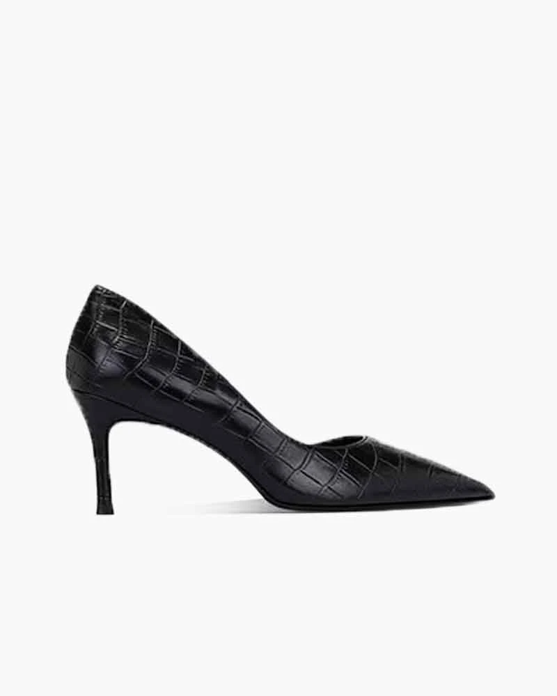 Croc-Embossed Pointed-Toe Stiletto Pumps
