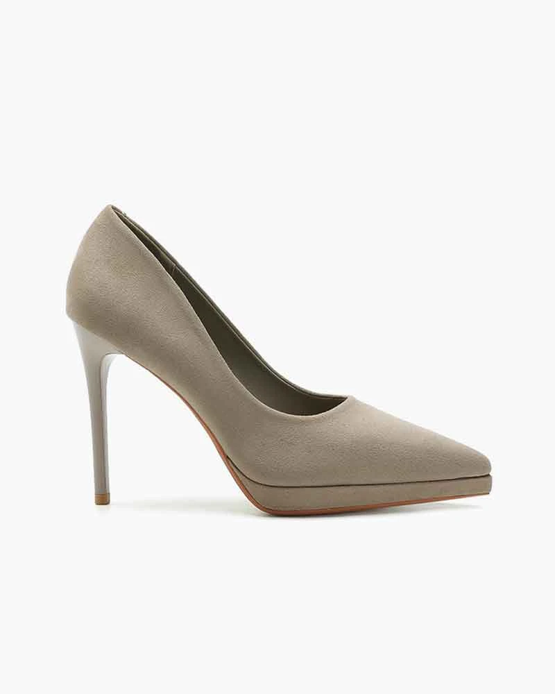 Women's Suede Pointed-Toe Platform Stiletto High Heels Pumps