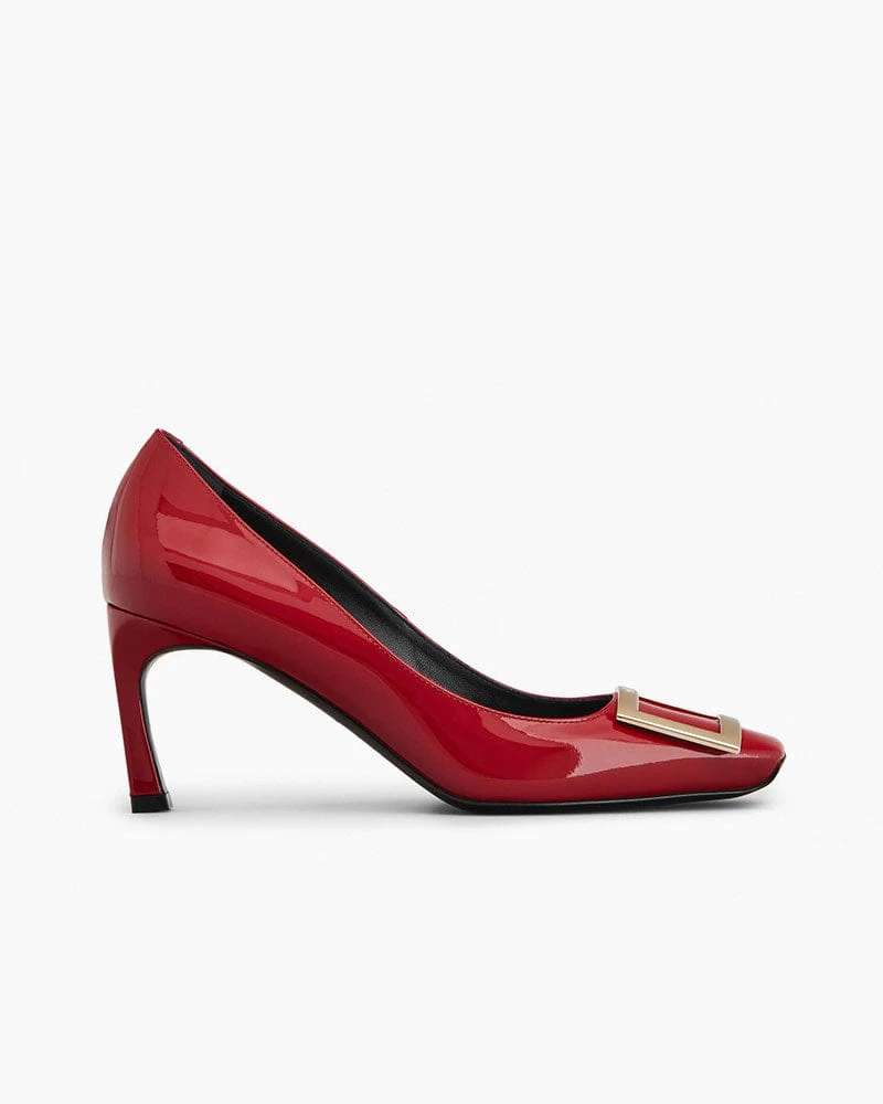 Women's Business Meeting Buckle Patent Pumps