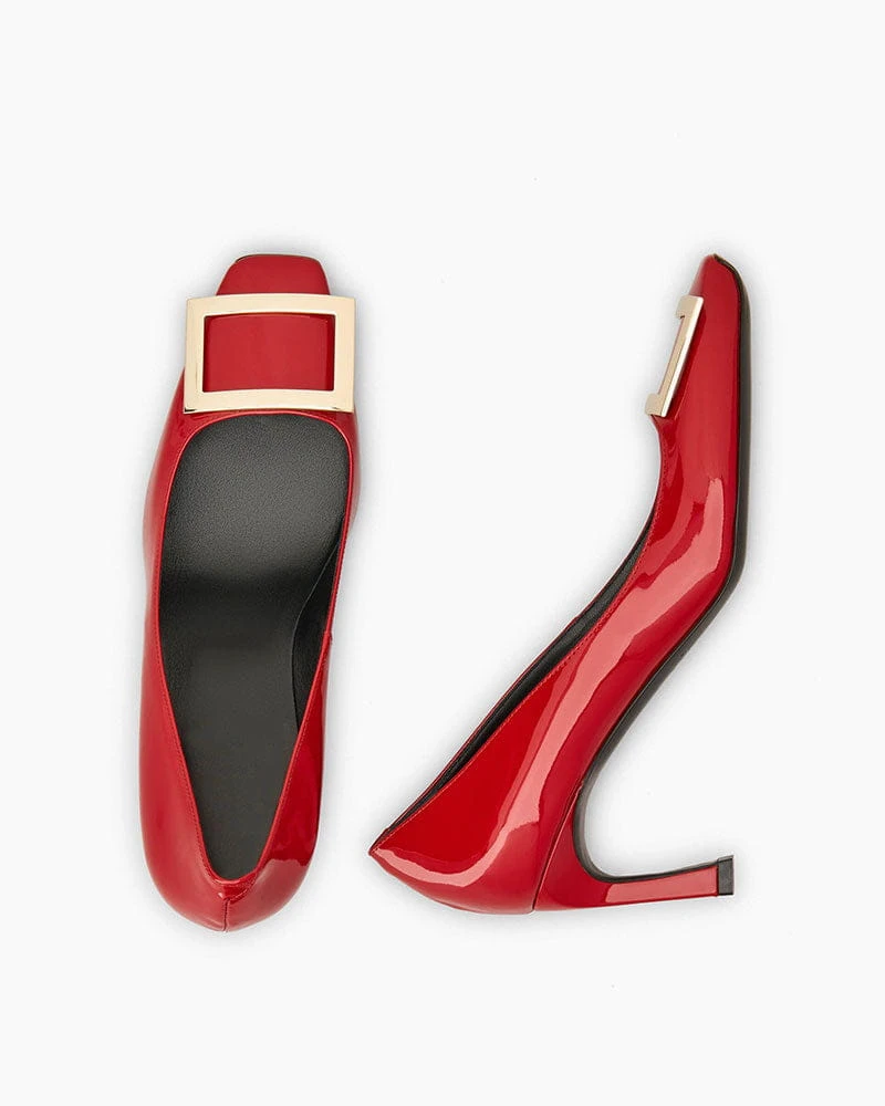 Women's Business Meeting Buckle Patent Pumps
