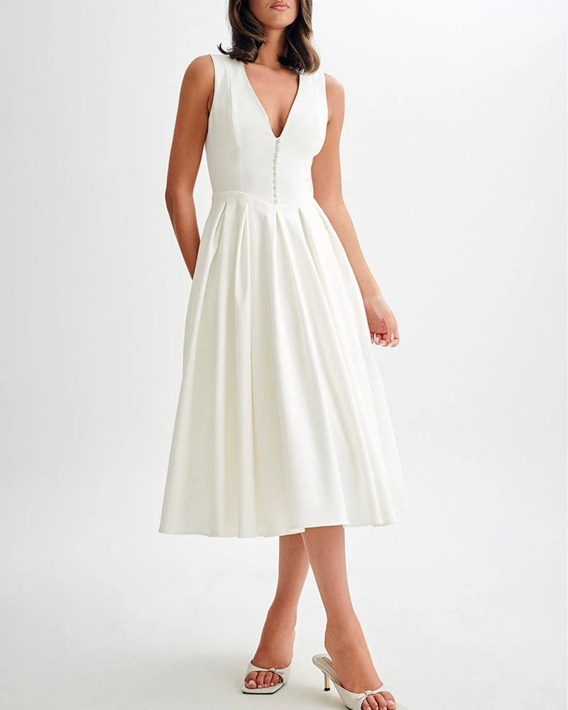 Women's Garden Tea Party Sophisticated White Dress