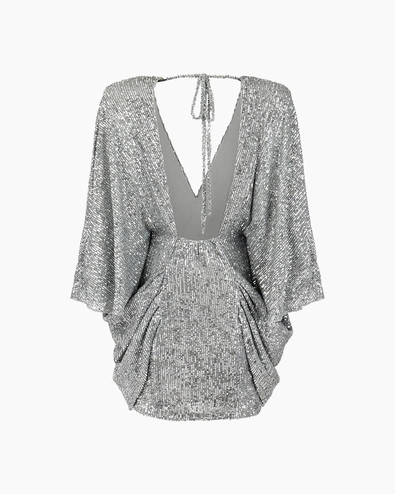 Women's Midnight Club Shimmering Deep-V Mini Dress