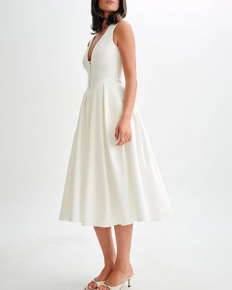 Women's Garden Tea Party Sophisticated White Dress