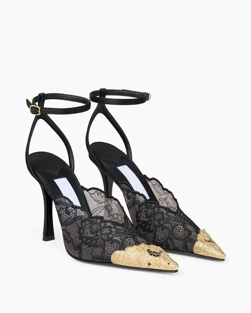 Elegant Evening Metallic Embellished Occasion Pumps