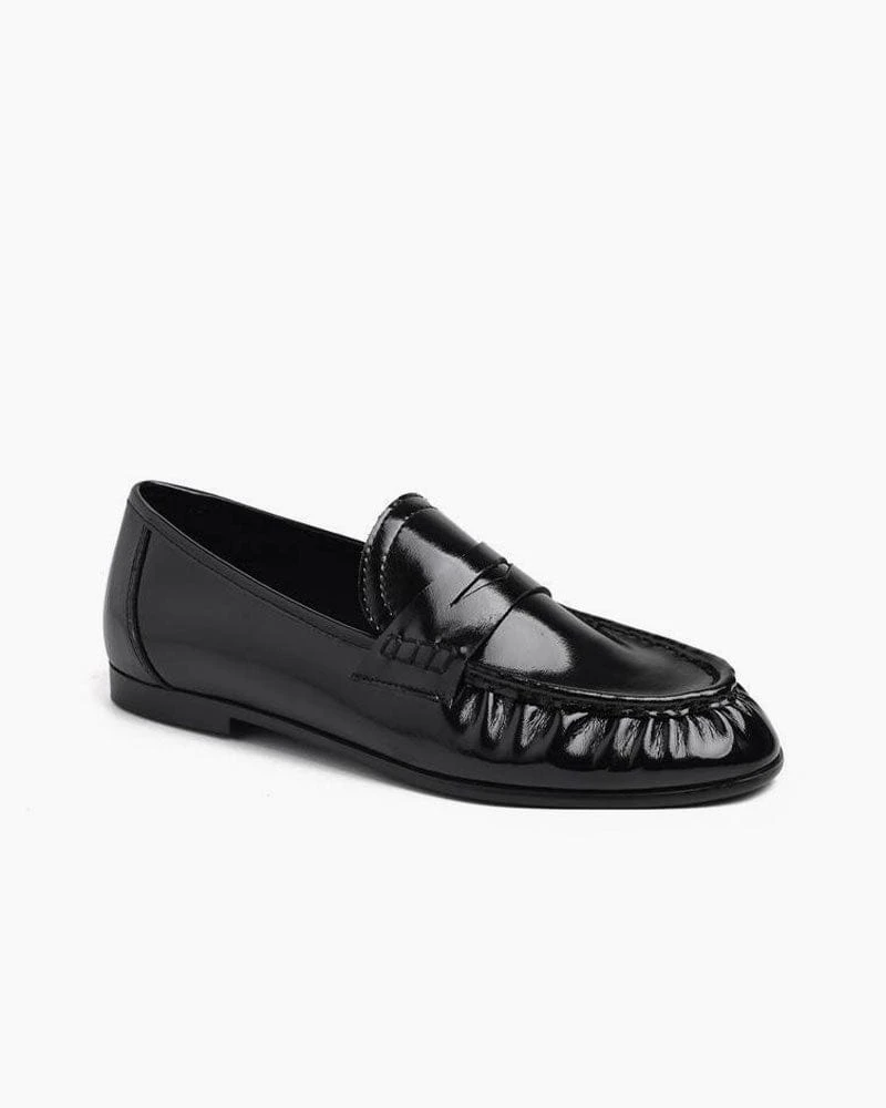 Women's Commuting Leather Pleated Penny Loafers