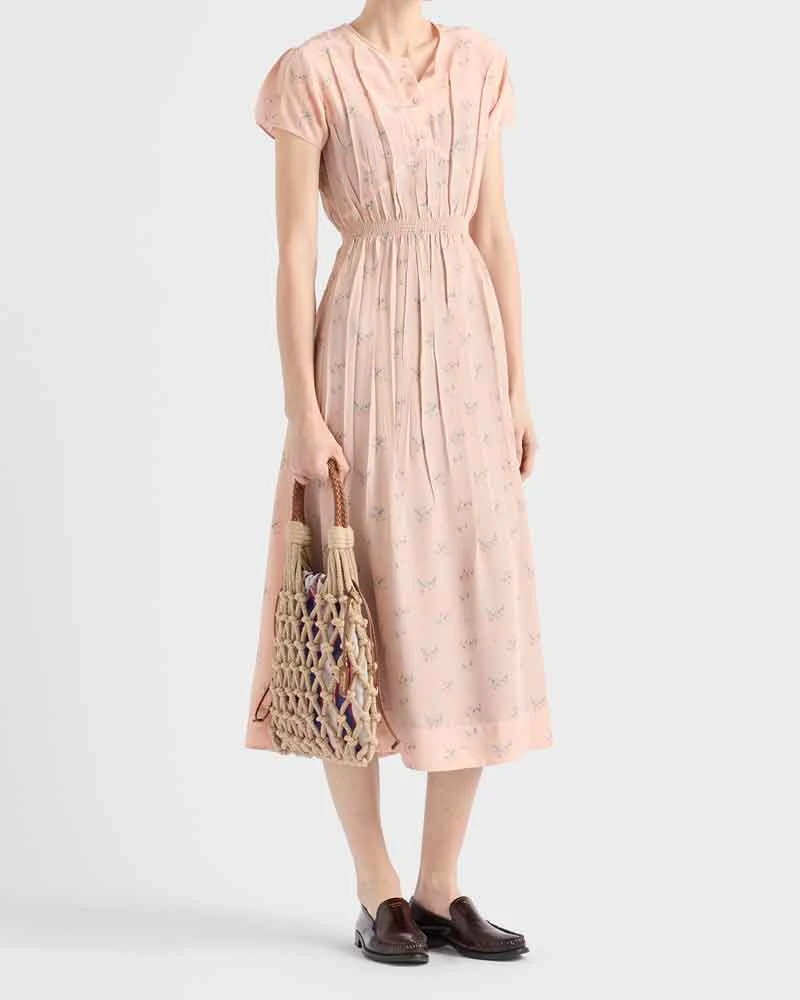 Women's Graduation Ceremony Silk Floral Print Dress