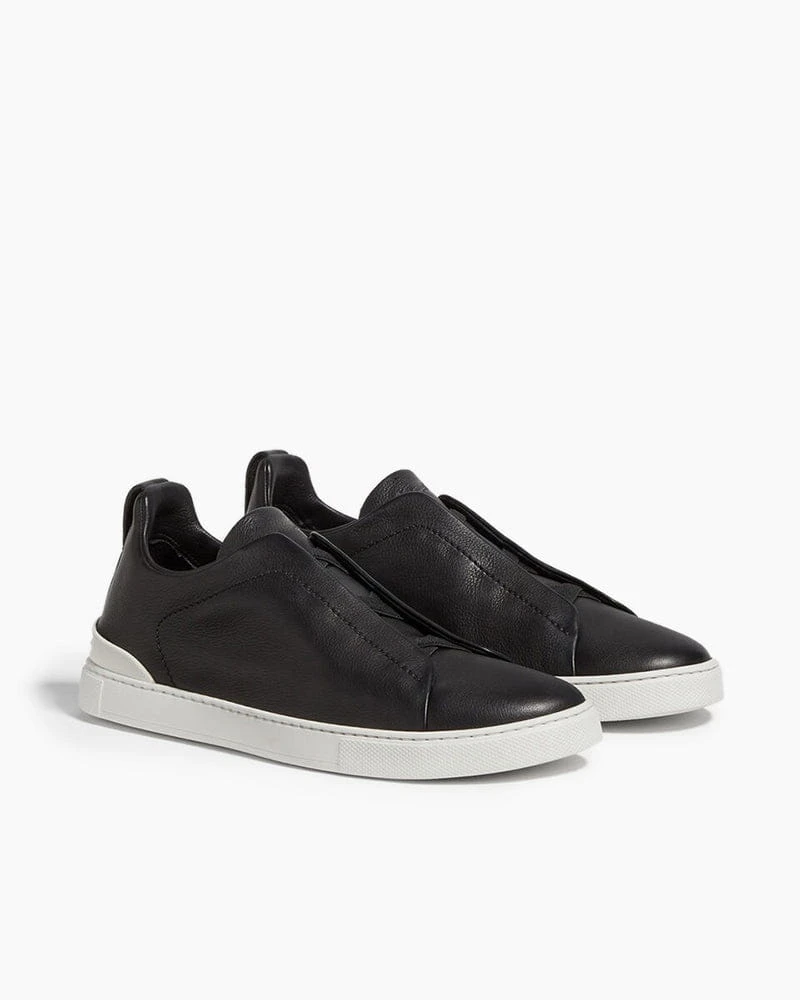 Men's Black Leather Sneakers for First-Class Business Travel